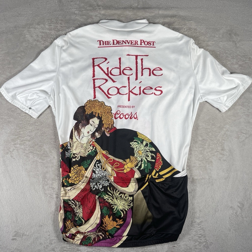 Aussie Japanese Geisha Kimono Samurai Cycling Jersey 1/2 Zip Men's XL Rockies - Picture 6 of 11